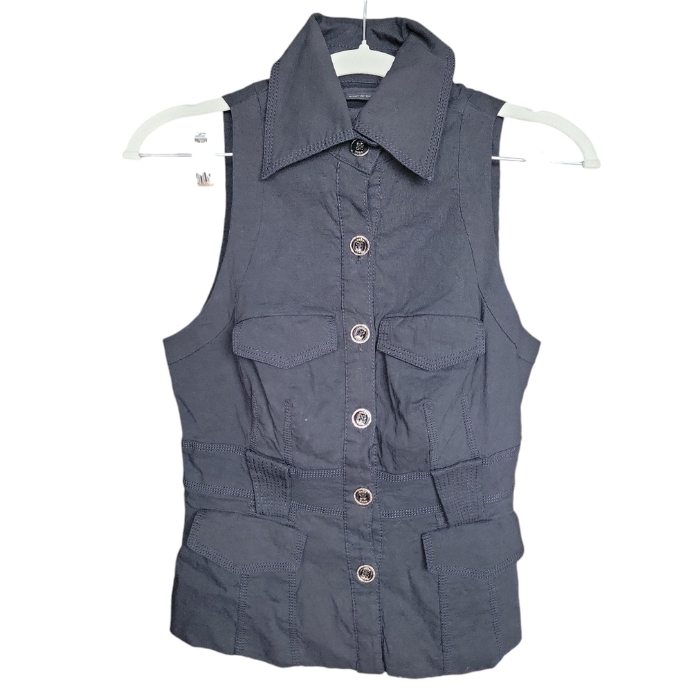 Bebe Black Denim Vest- Missing Belt Women's Size M